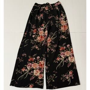 Altar'd State Black Floral Wide-Leg High-Waisted Palazzo Pants, Size S